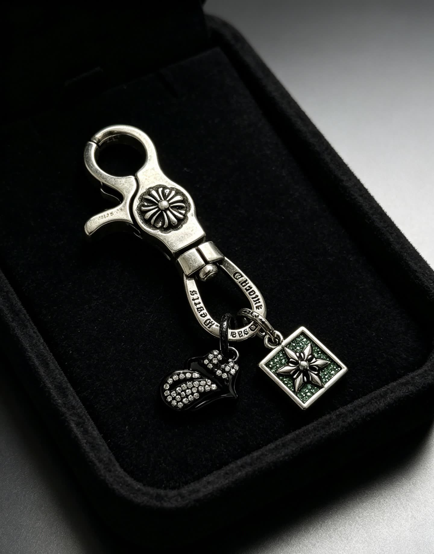 Chrome Hearts Silver Keychain with Charms